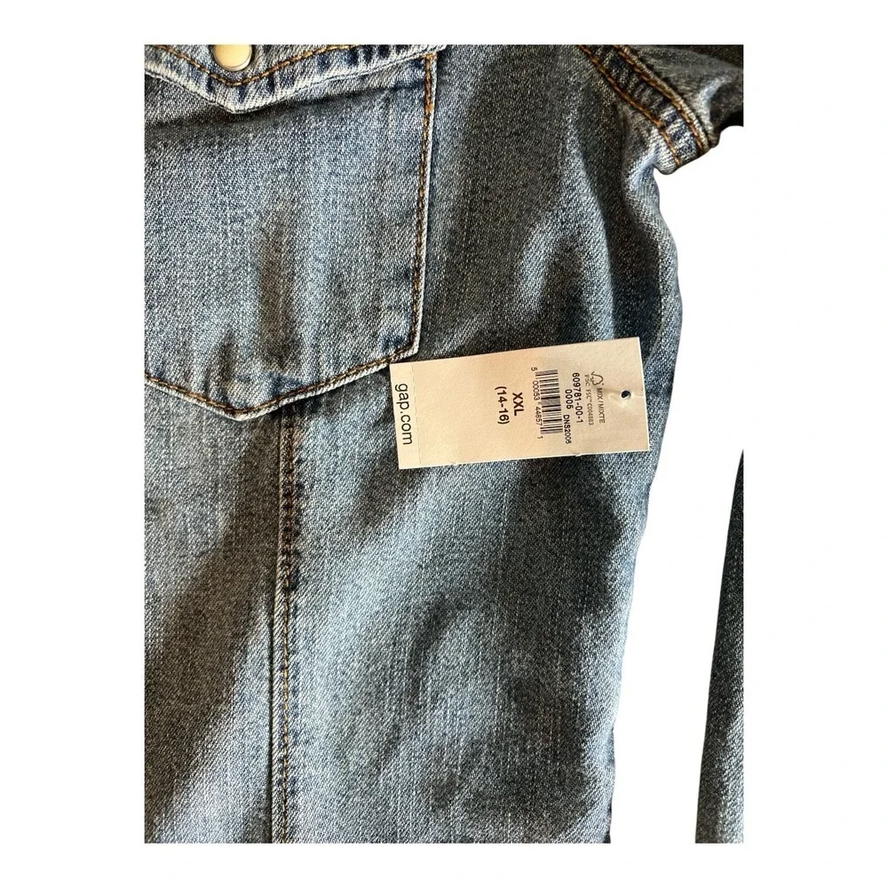 NWT Gap Kids Denim Shirt Dress XXL 14-16 Snap Front Long Sleeve Blue